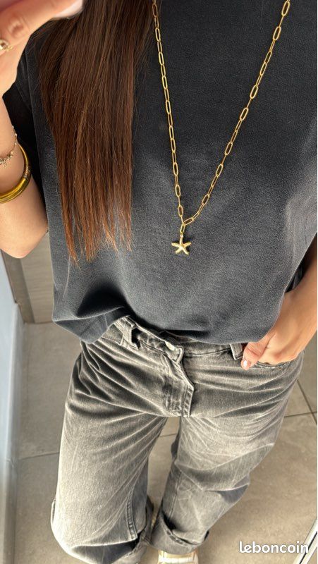 Collier Long Chaîne Dorée Avec Pendentif Étoile - Marque Tuscany Per Donna - Style Années 90