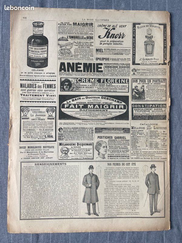 Ancienne Revue La Mode Illustrée N°6 De 1908 - Avec Planche Patrons, état D'usage