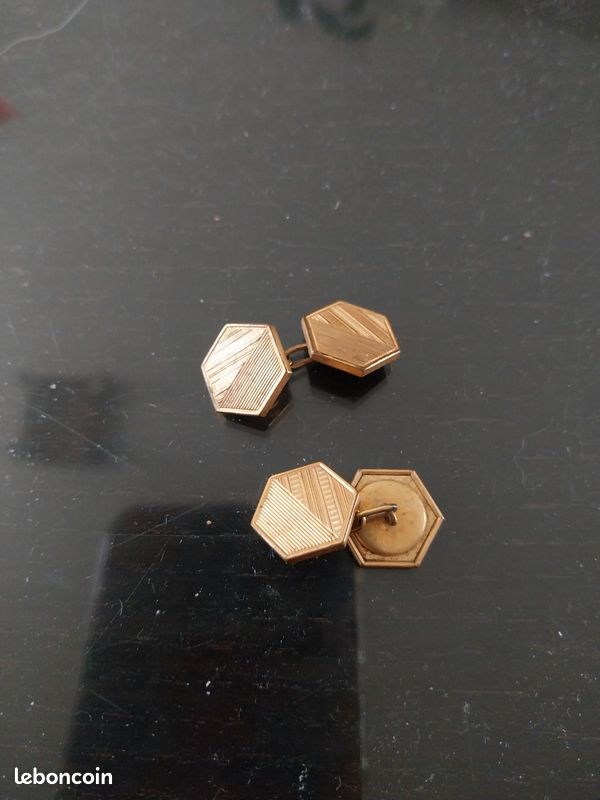 Lot De 2 Paires De Boutons De Manchette Dorés – Référence REF10625J – Occasion