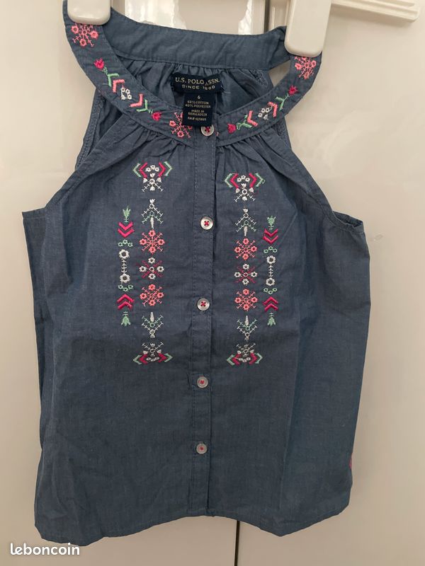 US POLO Top fille bleu (image 1)