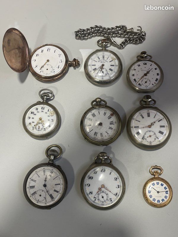Lot De 3 Montres Gousset Anciennes à Réparer - Dont 1 En Argent - Mécanique Manuelle