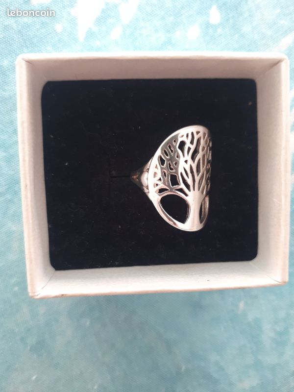 Bague En Argent Massif 925 Motif écorce D'arbre - Taille 5 - Poids ~6g - Occasion