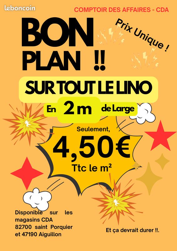 Sol vinyle (lino), moquette, Jonc de mer et PROMO LINO en 2m (Prix unique à 4,50ttc/m² ) -REVÊTEMENT DE SOL- jonc de mer (image 4)