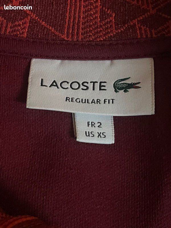 Ensemble survêtement veste, pantalon et t-shirt rouge originale authentique de marque Lacoste (image 10)