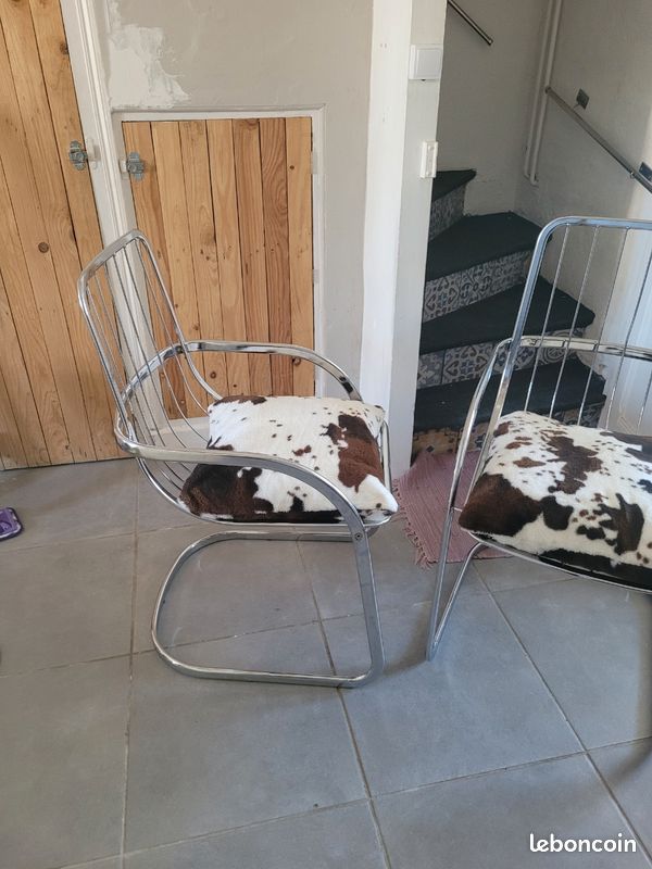 Lot de 2 fauteuils vintage chrome (image 2)
