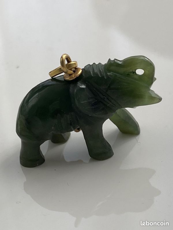 Pendentif éléphants vintage en or jaune 18 carats, diamants