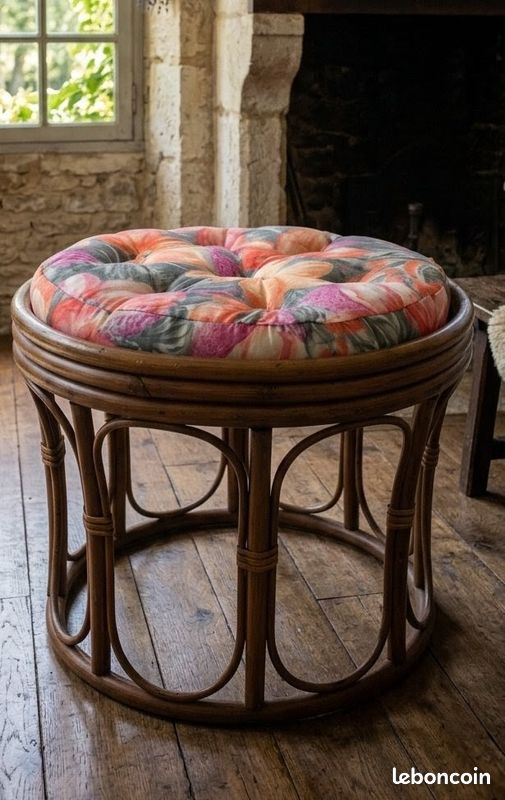 Pouf rond en laine tricot marron Jardindeco - Mr Scandinave