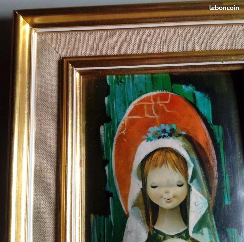 Tableau chromolithographie email Helca : Vierge à l'enfant (image 3)