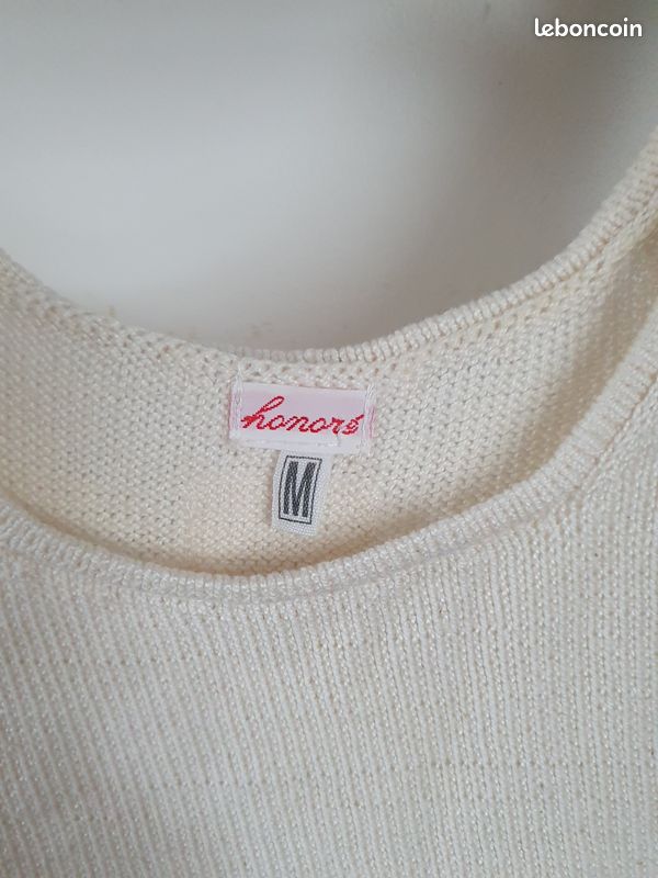 Pull debardeur femme vintage honoré taille M 38 en laine ajourée comme du crochet (image 4)