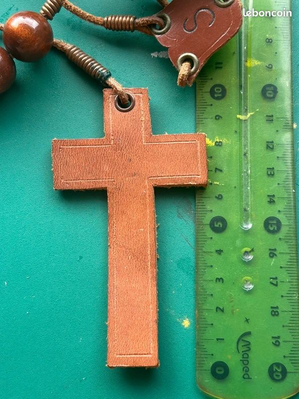 Grand rosaire ou chapelet de moine bois et cuir (image 8)