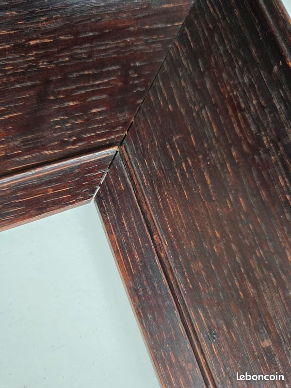 Cadre ancien en bois foncé gradin large bandeau pente tableau miroir encadrement (image 8)