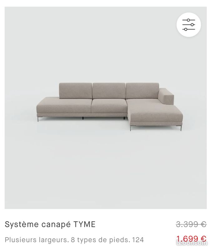 Canapé angle MYCS TYME (image 1)