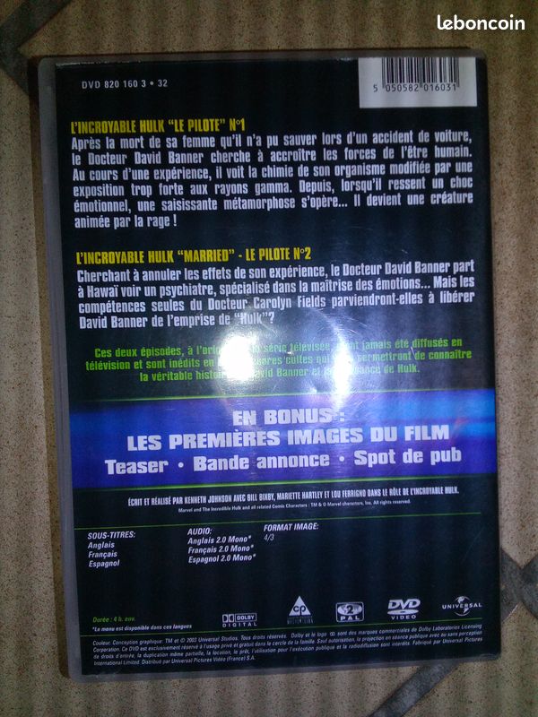 Dvd l incroyable hulk,pilotes de la serie tv (image 2)