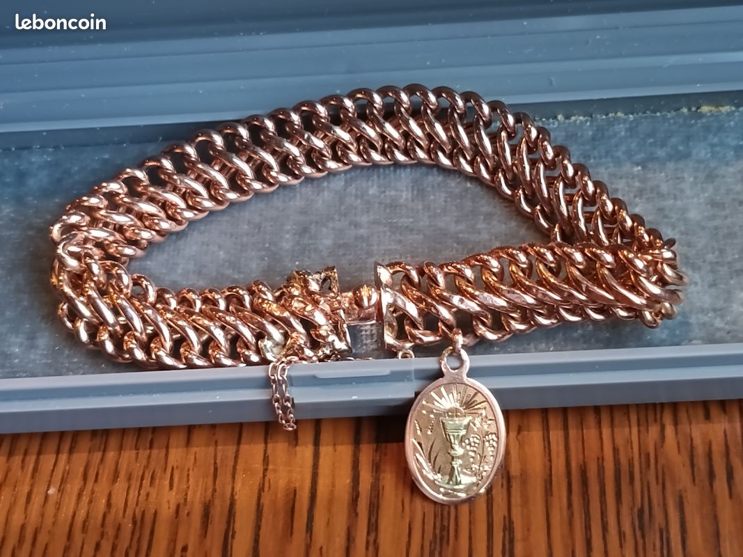 Bracelet Ancien Chaine Américaine Altesse - Plaqué Or - Longueur 19-20cm