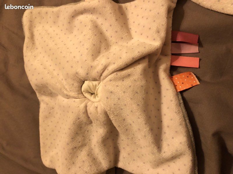 🧸Doudou plat marionnette à doigt éléphant gris rose collection Adèle et Valentine -TBE-NATTOU🧸 (image 5)