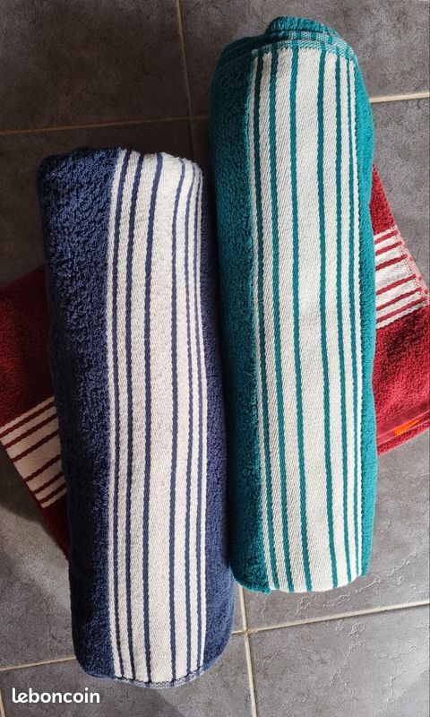 Serviette éponge Basque Getaria - Drap De Bain 100% Coton, 70x140 Cm, Rouge