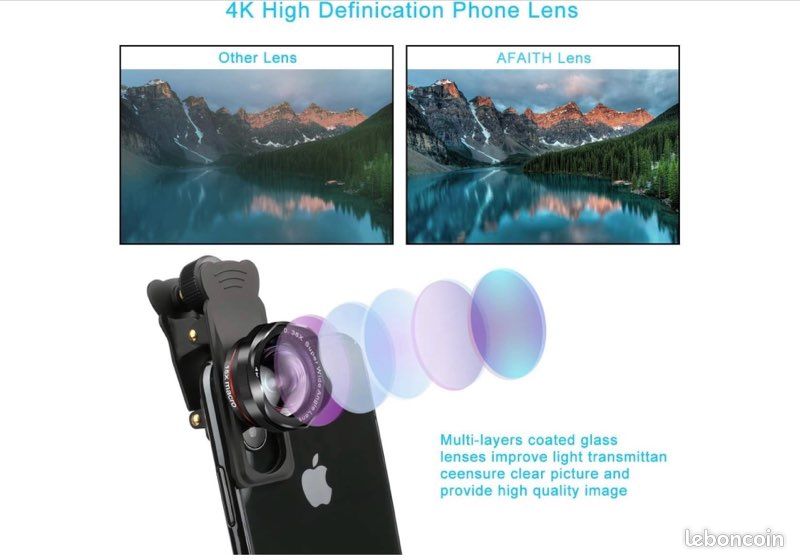 Lot de 2 objectifs haute définition et téléobjectif grand angle