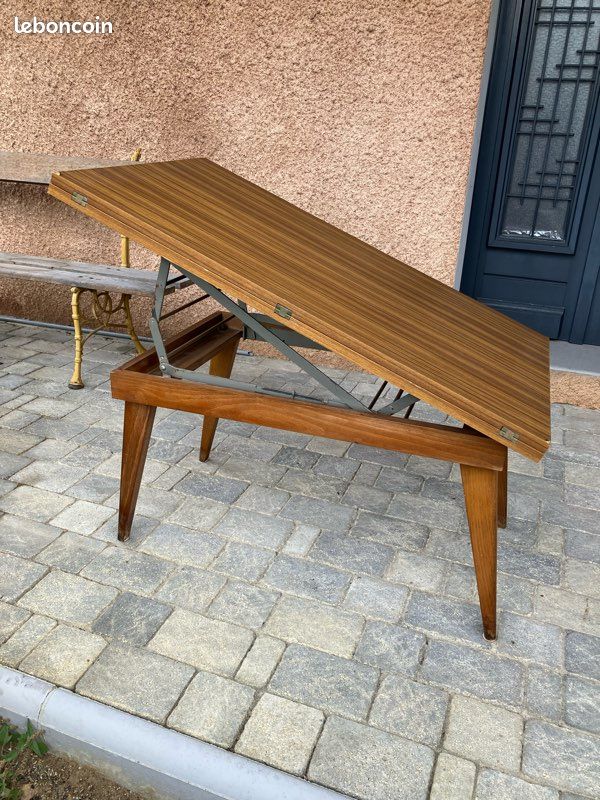 TABLE MODULABLE du Designer Albert Ducrot à système portefeuille année 1970 (image 4)