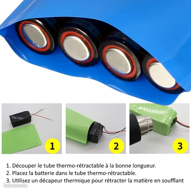 Tube Thermorétractable PVC Plat 160mm Bleu - 2 Mètres, Pour Gainage Double Couche - Neuf Uxcell