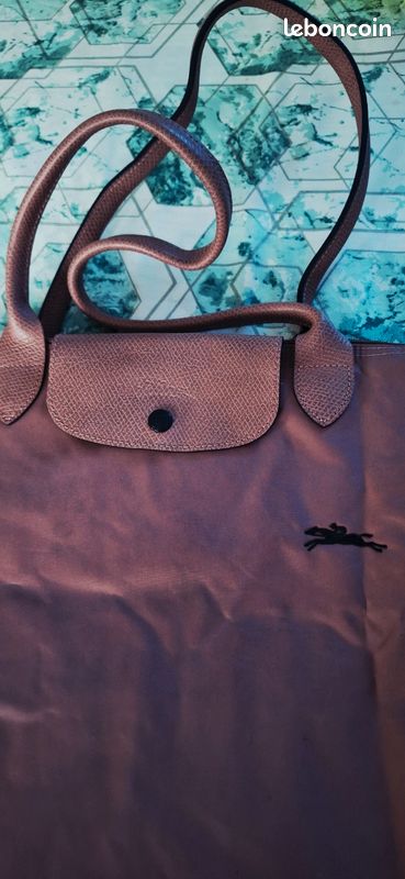 Beau sac Longchamp pliage authentique taille L rose sherry flamant (image 10)
