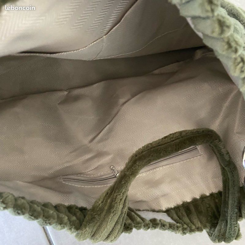 Tote bag sac velours vert magnifique (image 4)