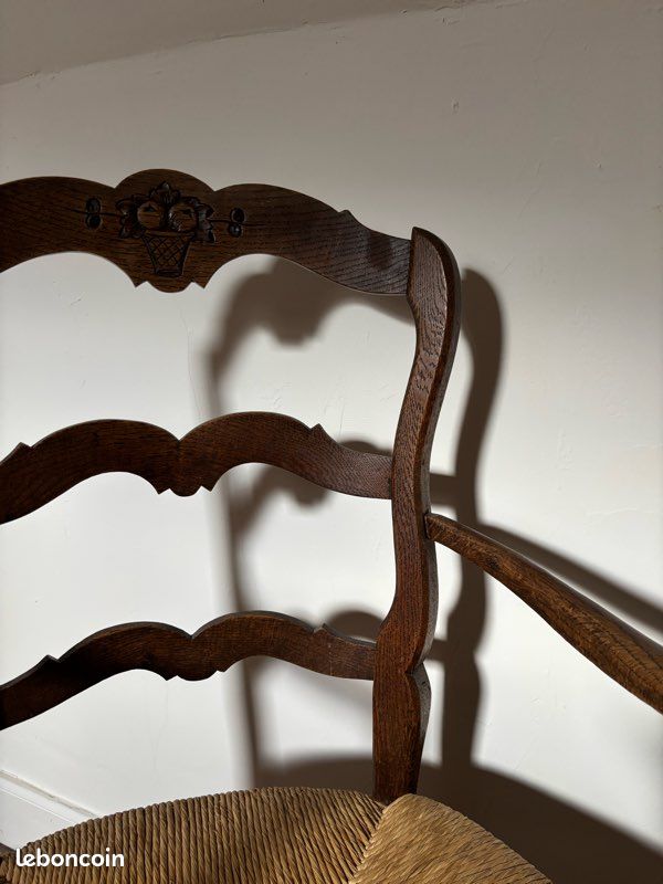 Fauteuil bois et paille (image 3)