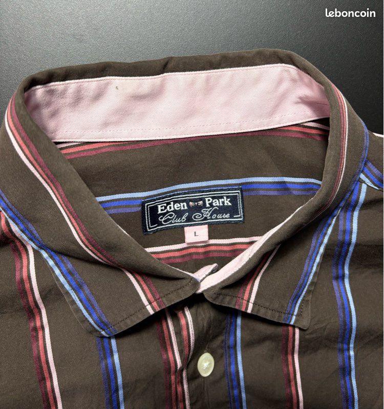 Chemise Eden Park Club House En Coton - Taille L - Rayures Multicolores - Occasion Très Bon état