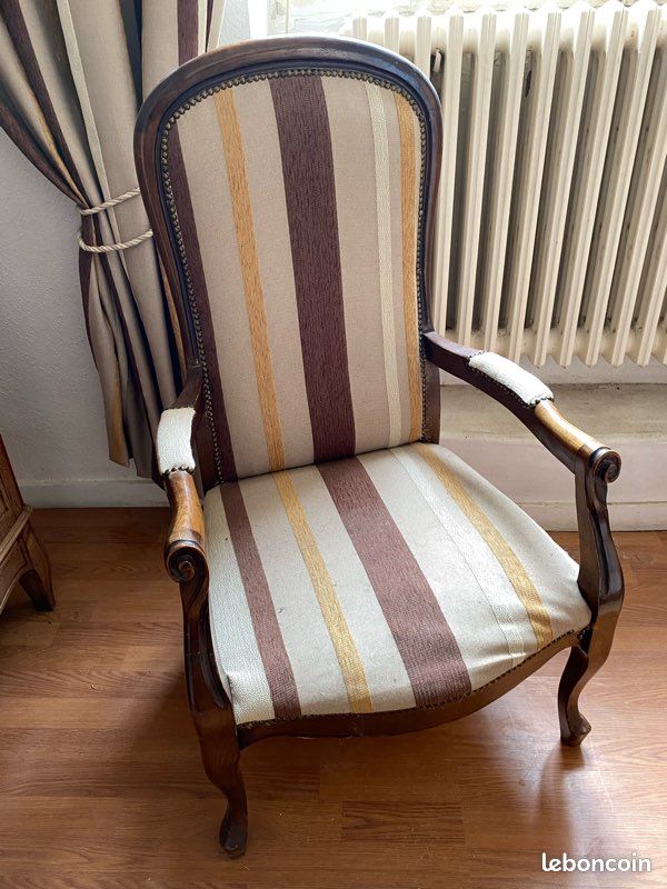 Fauteuil Voltaire ancien tapissé (image 6)