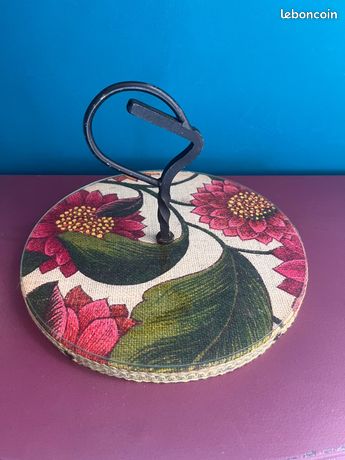 Plateau à Fromage Vintage – Céramique – Motif Cordage – Couleur Moutarde