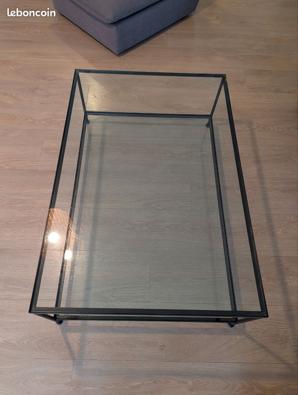 Table Basse Vitrine Ligne Roset - Verre Et Bois - Beige - Occasion