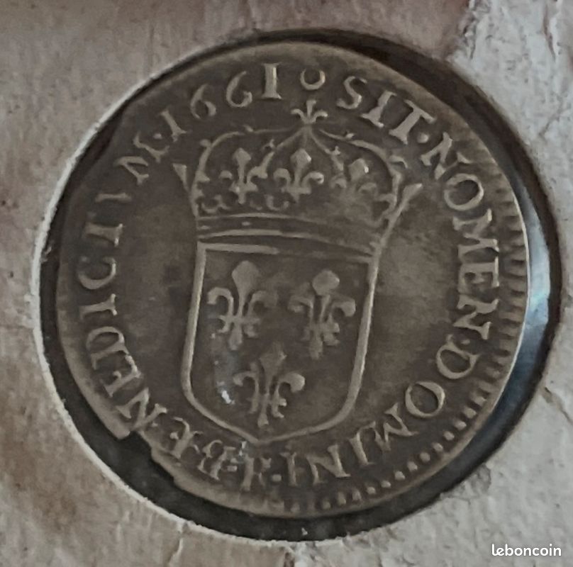 Pièce argent 91,7%. 1/12 ème d'écu au buste juvénile de Louis XIV 1661 R (image 2)