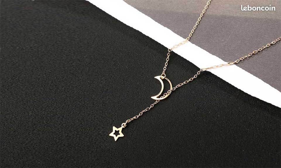 Collier Sautoir Pendentif Lune et Étoile (image 4)
