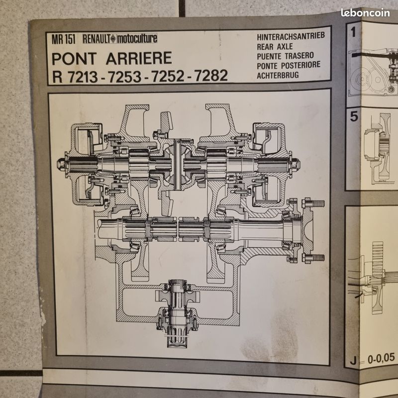 Affiche technique originale d'époque CONCESSIONNAIRE TRACTEUR RENAULT POINT ARRIERE R 7213 R 7252 R 7253 R 7282 et RELEVAGE HYDRAULIQUE (image 2)