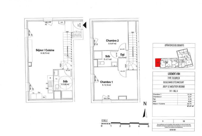 Appartement a louer jouy-le-moutier - 3 pièce(s) - 67 m2 - Surfyn