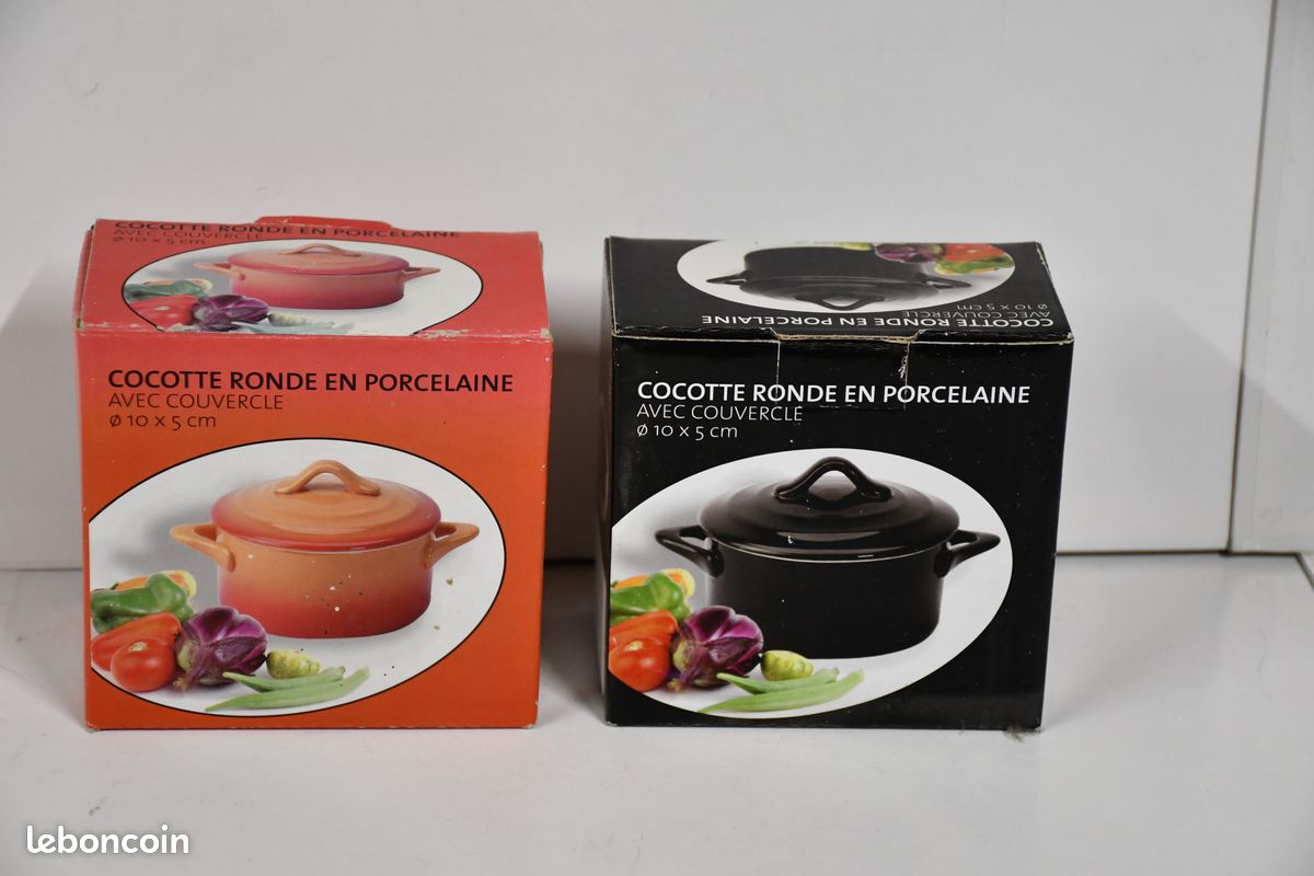 Duo de cocottes en porcelaine neuve (image 1)