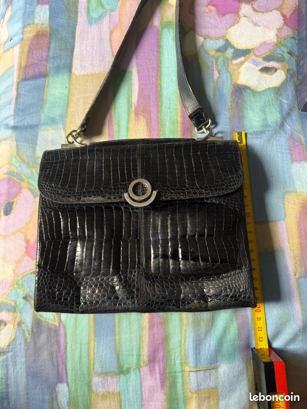 Sac main ou bandoulière noir vernis vintage (image 6)