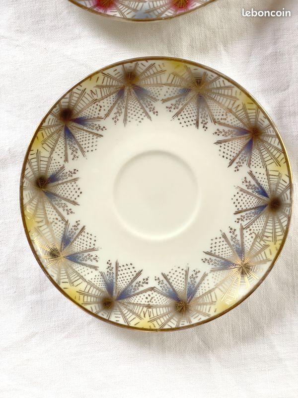 Trio de tasses et soucoupes sur piédouche 1950 porcelaine - Bavaria Elfenbein- (image 12)