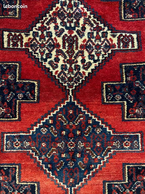 Tapis iranien Senneh au motif géométrique à médaillon central (image 5)