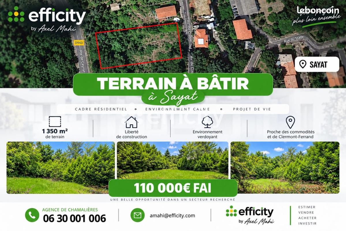 Terrain 1350 m² · à Sayat · 110 000 €
