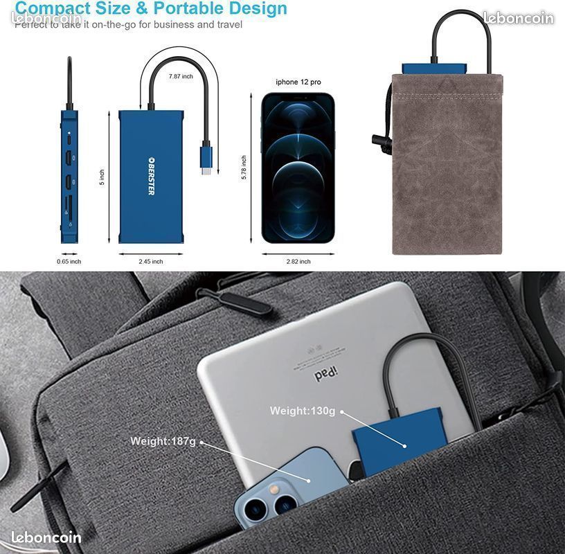 Station d'accueil Hub USB C, 12 en 1 Triple Display USB C NEUF emballĂ© đ» (image 7)