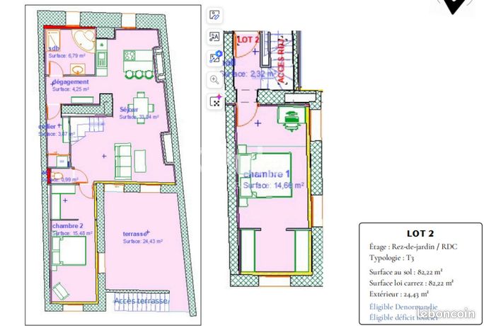 Appartement 3 pièces 82 m²