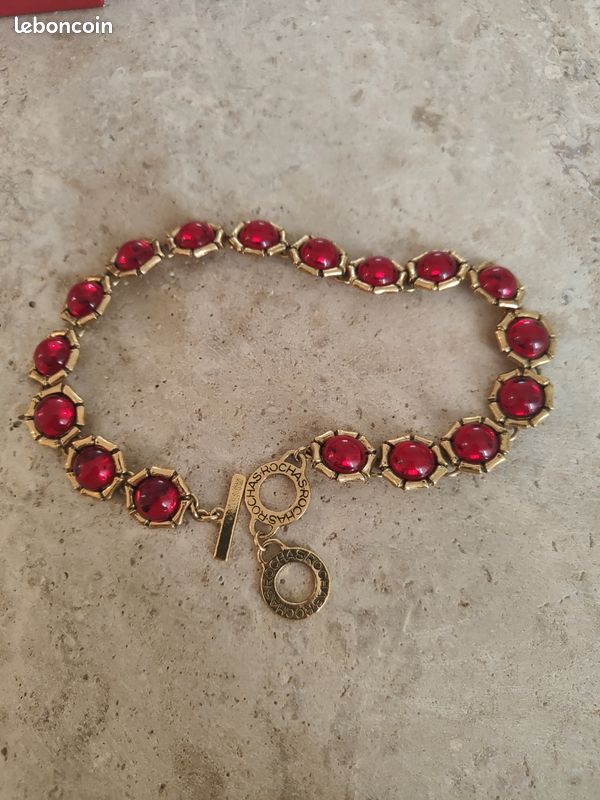 Collier ROCHAS rouge et doré – bijou de mode – avec boîte (image 1)