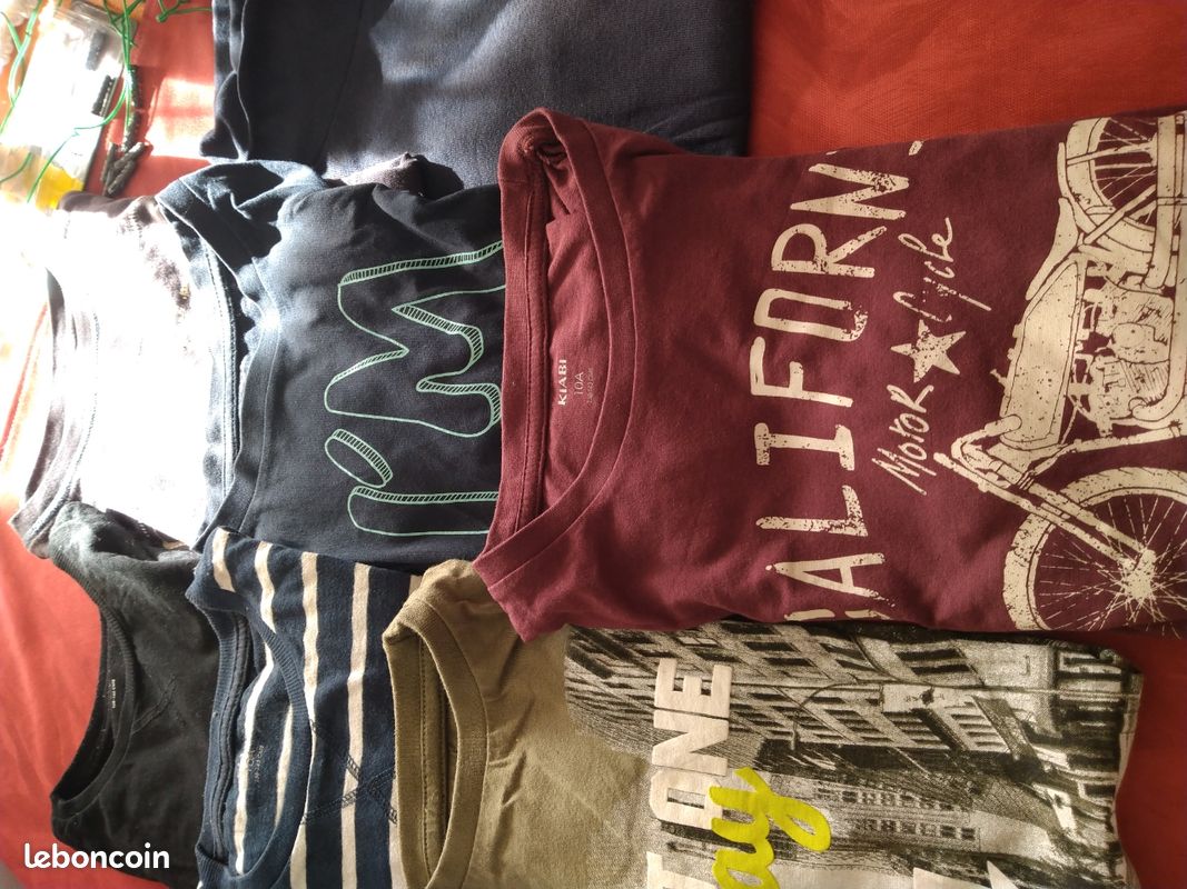 Lot 6 tee-shirt manches longues +1 sous pull offert garçon 10 ans (image 1)