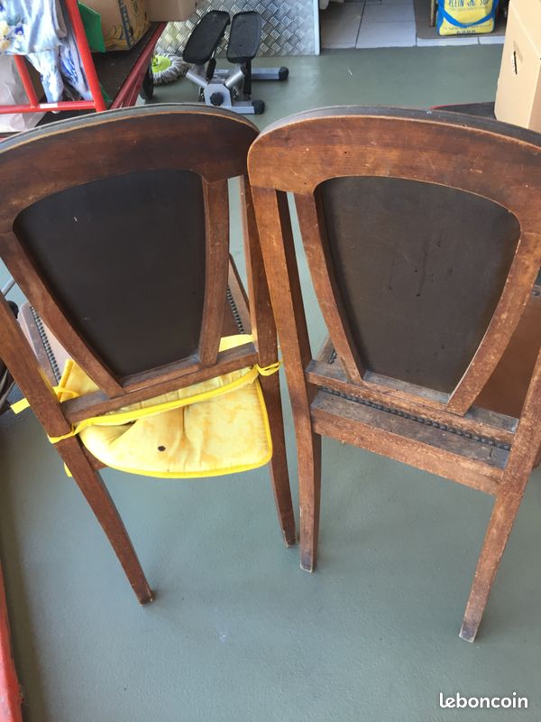 Chaises vintage cuir et bois (image 3)