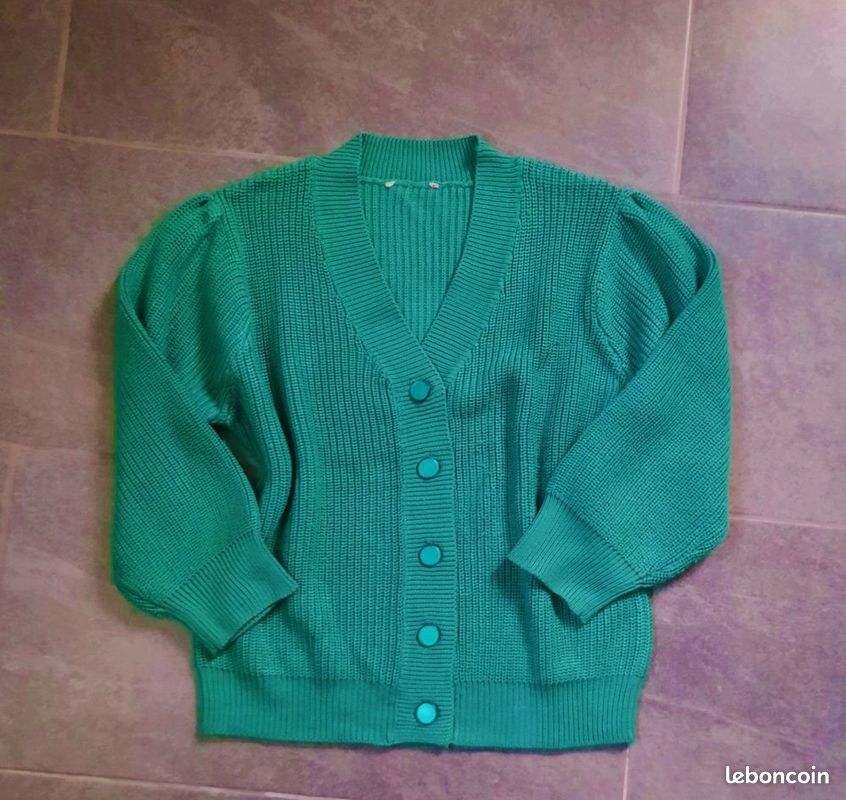 Manches Bouffantes Gilet Vert Grosse Maille Femme Gilet En Maille