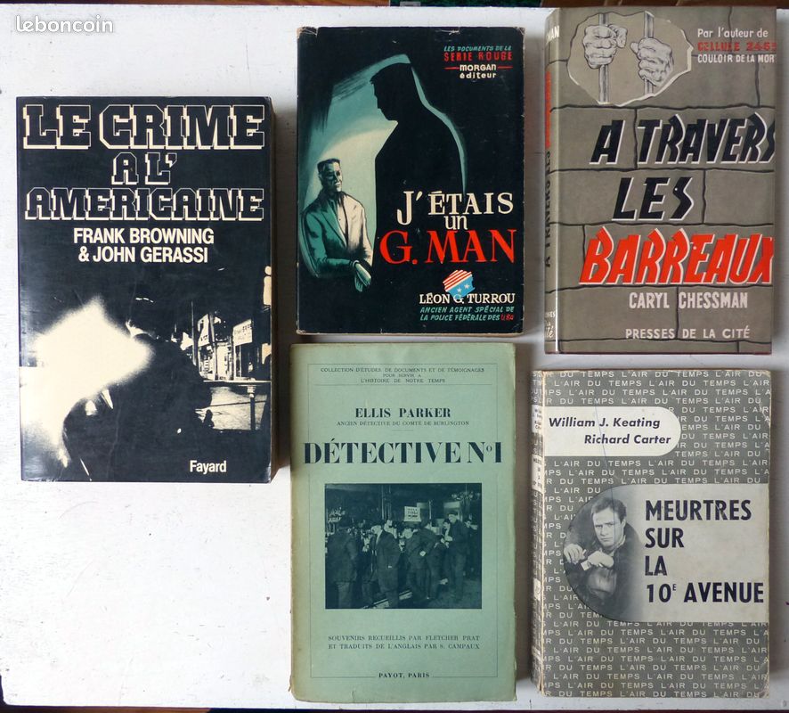 Lot de 11 ouvrages sur le crime et la criminalité aux Etats-Unis d'Amérique parus entre 1931 et 1981 - Al Capone, Chicago, gangsters, Méthodes de la police américaine, G-Man, Caryl Chessman, etc (image 2)