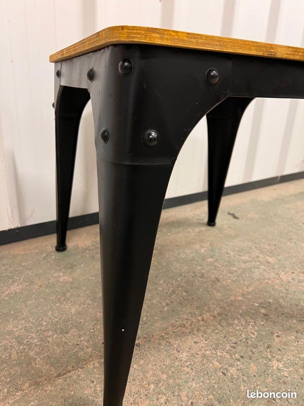 Jolie table basse industrielle effet vintage rivet indus bois & metal stable (image 4)