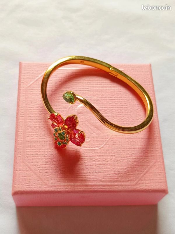 Bracelet Fleur Cristal Rouge Swarovski - Taille M - Neuf (image 3)