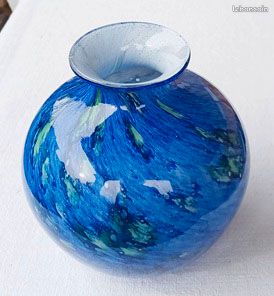 Vase En Verre Soufflé LA ROCHERE France - Années 1960 - 22cm - Décoratif Vintage