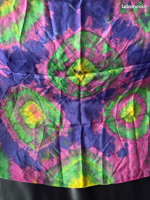 Foulard En Soie Vintage Peter Max - Motif Psychédélique Années 70 - 14,5 X 64 Pouces - Très Bon état